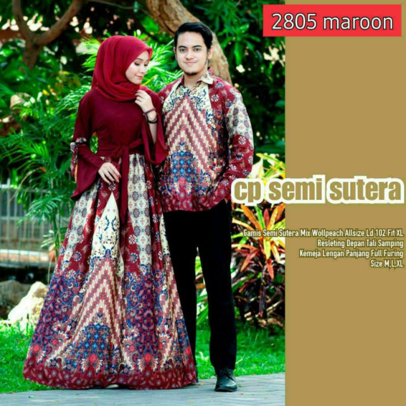 [ TERBARU ] COUPLE BATIK SEMI SUTRA 5 WARNA Bahan Katun Saten Halus Tebel Kualitas