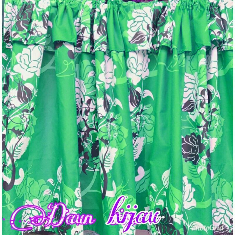 Gorden kolong Dapur 75x100 cm daun hijau MN3