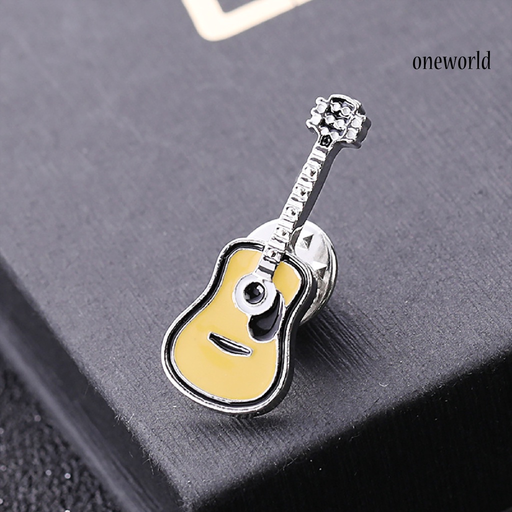 OW@ Enamel Pin Guitar Shape Fashion Unisex Guitar Enamel Brooch Pin for Party