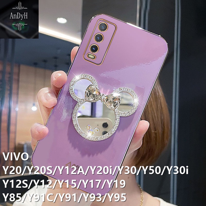 Case Desain Mickey Mouse Aksen Cermin Untuk VIVO Y93 Y91 Y95 Y30 Y30i Y50 V9 Y85 Z1 Z3X V15Pro V15 S1