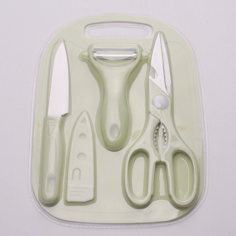 Talenan Set 4set Gunting , Pisau , Pisau Kupas