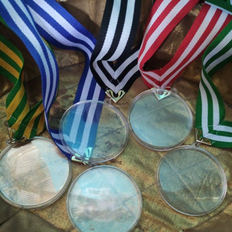 Bahan Medali Kosong Lengkap Tali Pita- Insert paper Mendali Plastik Bening Wisuda Kelulusan