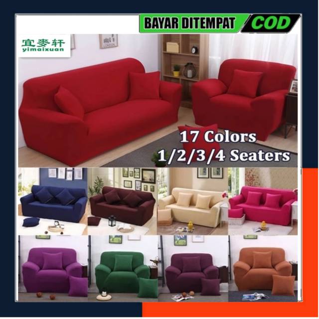 SARUNG SOFA KURSI TAMU 1 2 3 4 SEATER ELASTIS COVER SOFA ...