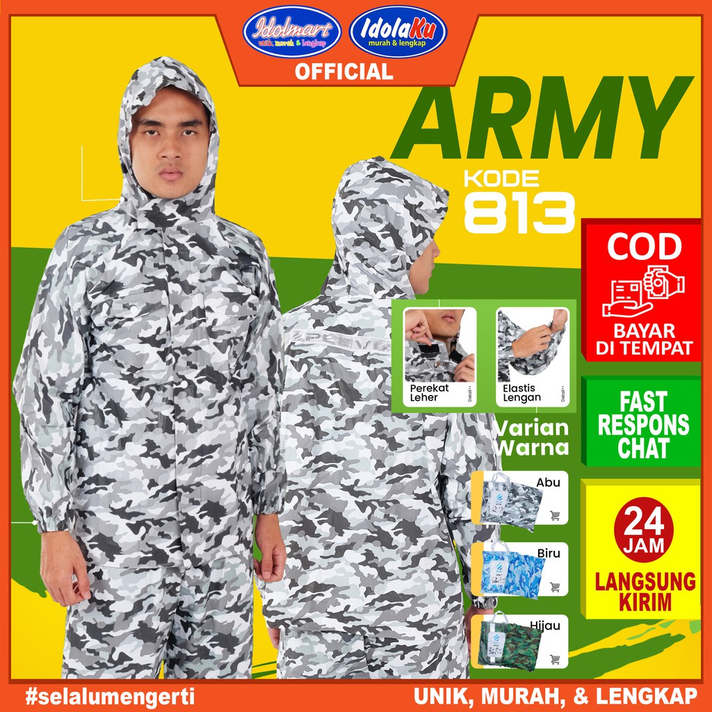 IDOLMART PLEVIA Jas Hujan Jaket Celana Army 813