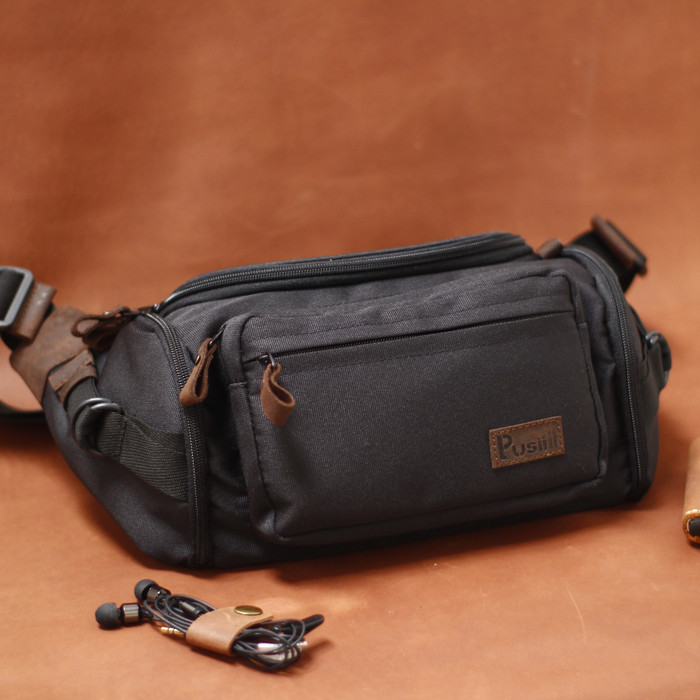 Waistbag Pusiill/Waistbag kulit Asli+Cordura/Tas selempang Pria&wanita