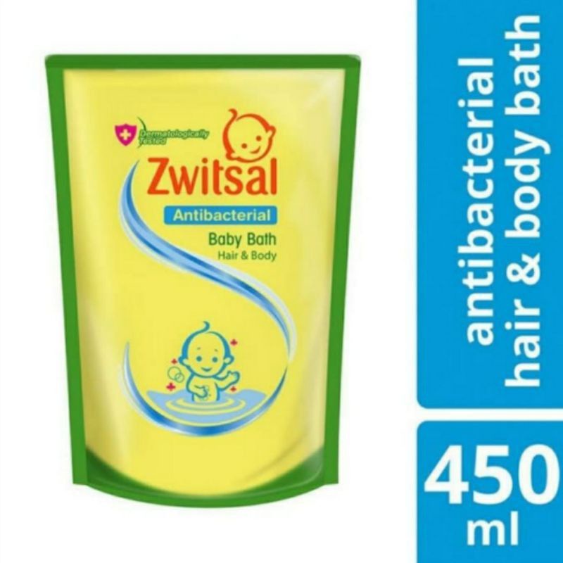 Zwitsal Antibacterial Baby Bath Hair &amp; Body Reffil 450ml