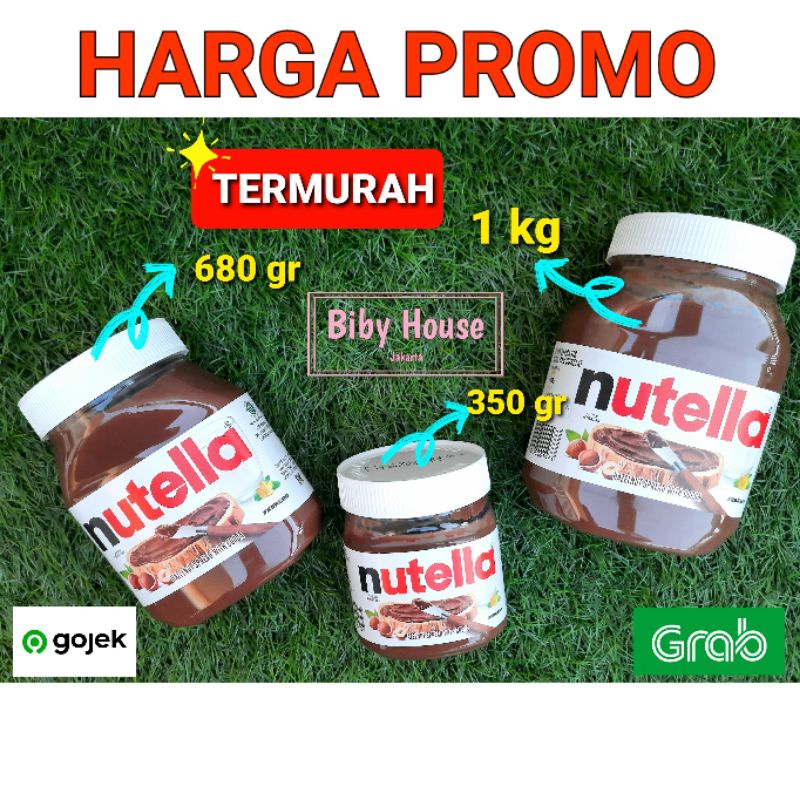 

SELAI COKLAT NUTELLA 1 KG / NUTELLA Hazelnut spread1000gr/ 680 gr / 350 gr PROMO HALAL MUI