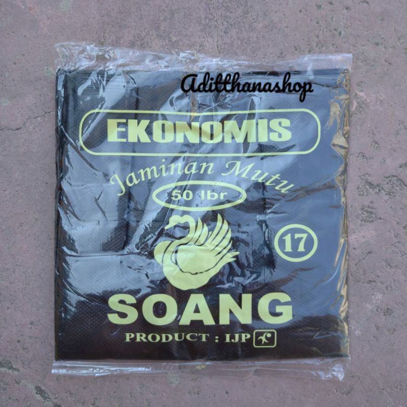 Plastik Kresek Ekonomis Soang ukuran 17 Hitam 17x33 cm Loco Coco Murah