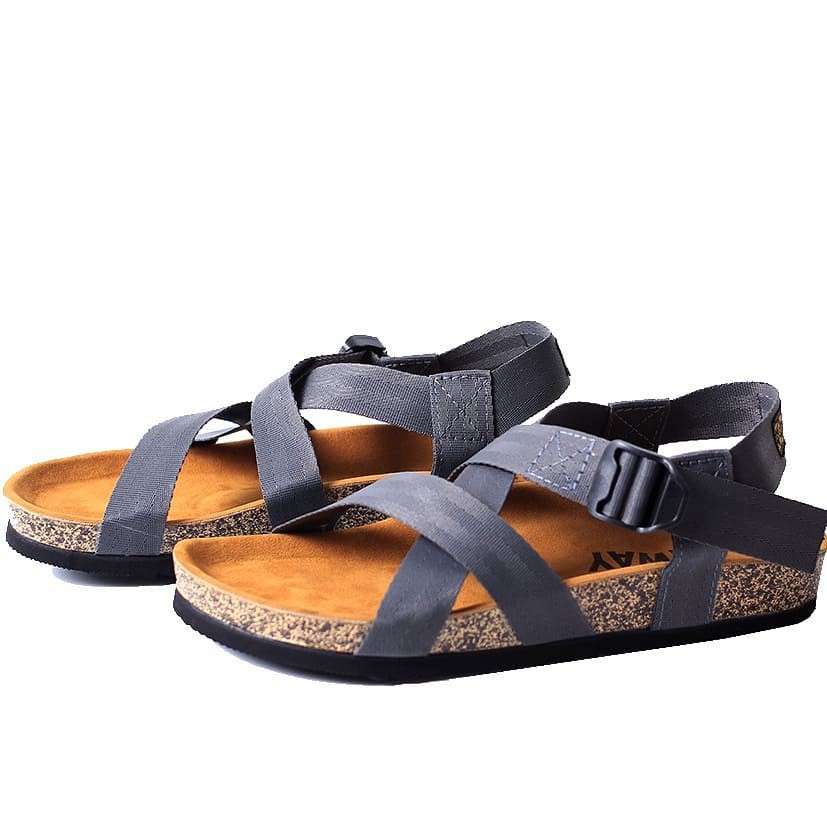 SANDAL PRIA WANITA TAPIS - KAWAY WEB SANDAL BROWN