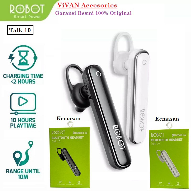 Robot Talk10 / Talk 10 Bluetooth 5.0 Headset (spt R3 / Vivan Chat100)