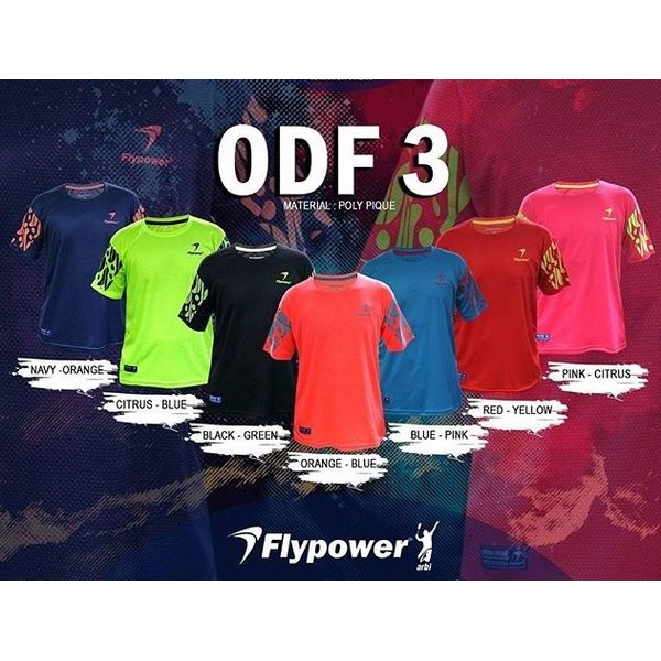 Flypower ODF 3 Baju Badminton / Kaos Bulutangkis Olahraga Original