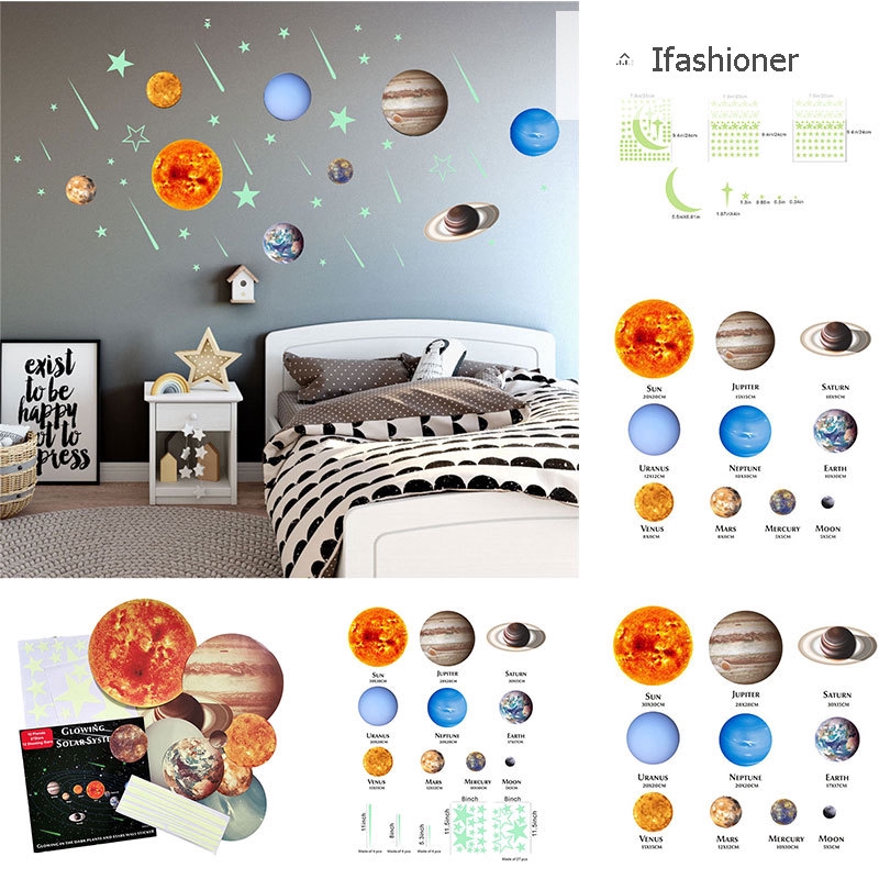 Stiker Dinding Bentuk Planet Bintang Glow In The Dark Stiker Dinding Bentuk Planet Bintang Glow In The Dark