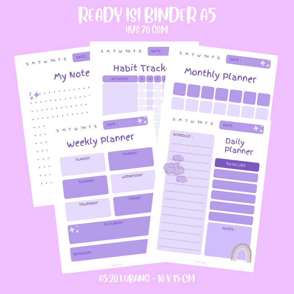 

Daily Planner Basic Memo Agenda Check List Notes Monthly Planner [10 Lembar] by Taevantae95 - PURPLE VER. 2
