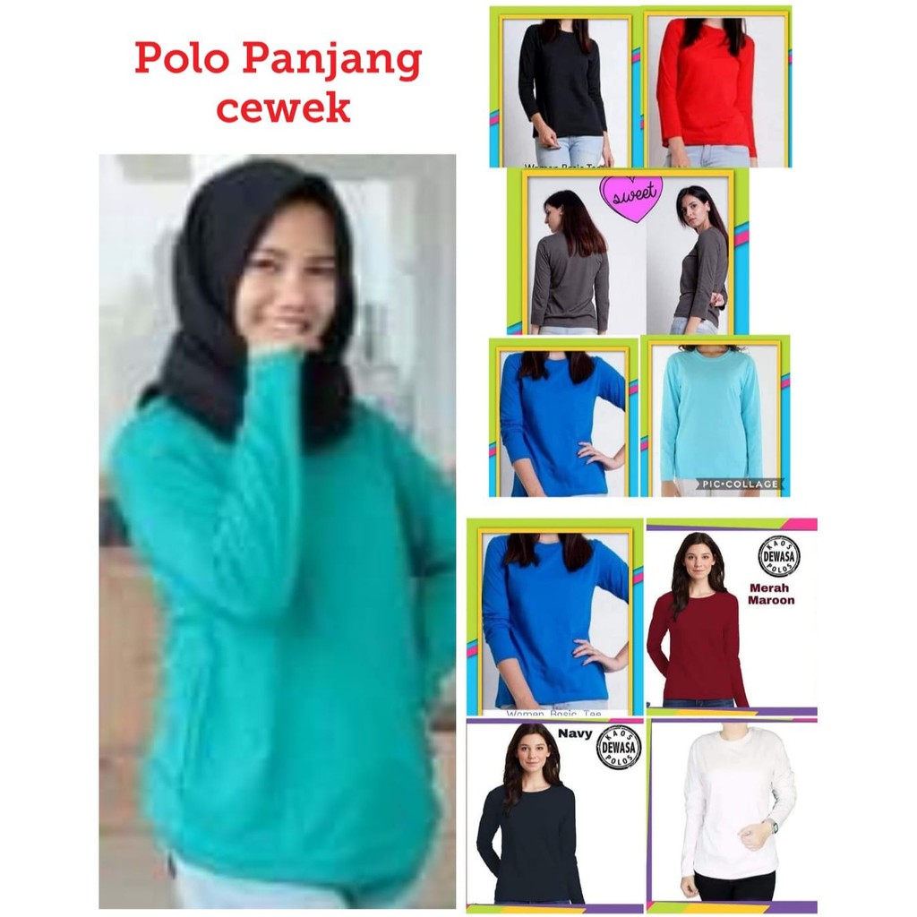 QH Kaos polos PANJANG wanita MERAH / oblong cewek lengan panjang / kaos hijab / winstar polos / kaos