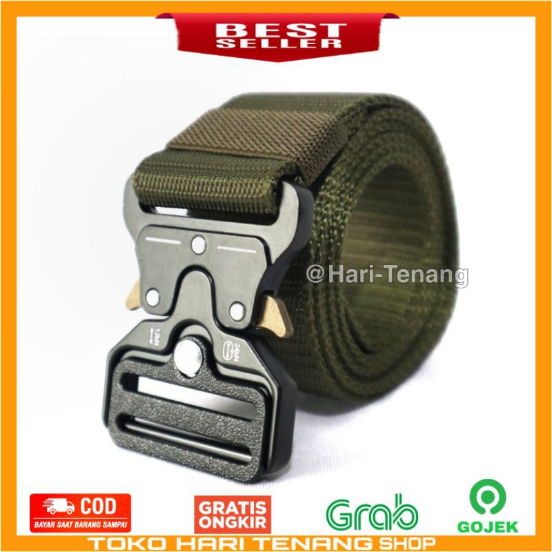 GESPER COBRA NILON TALI PINGGANG CANVAS IMPORT HIJAU