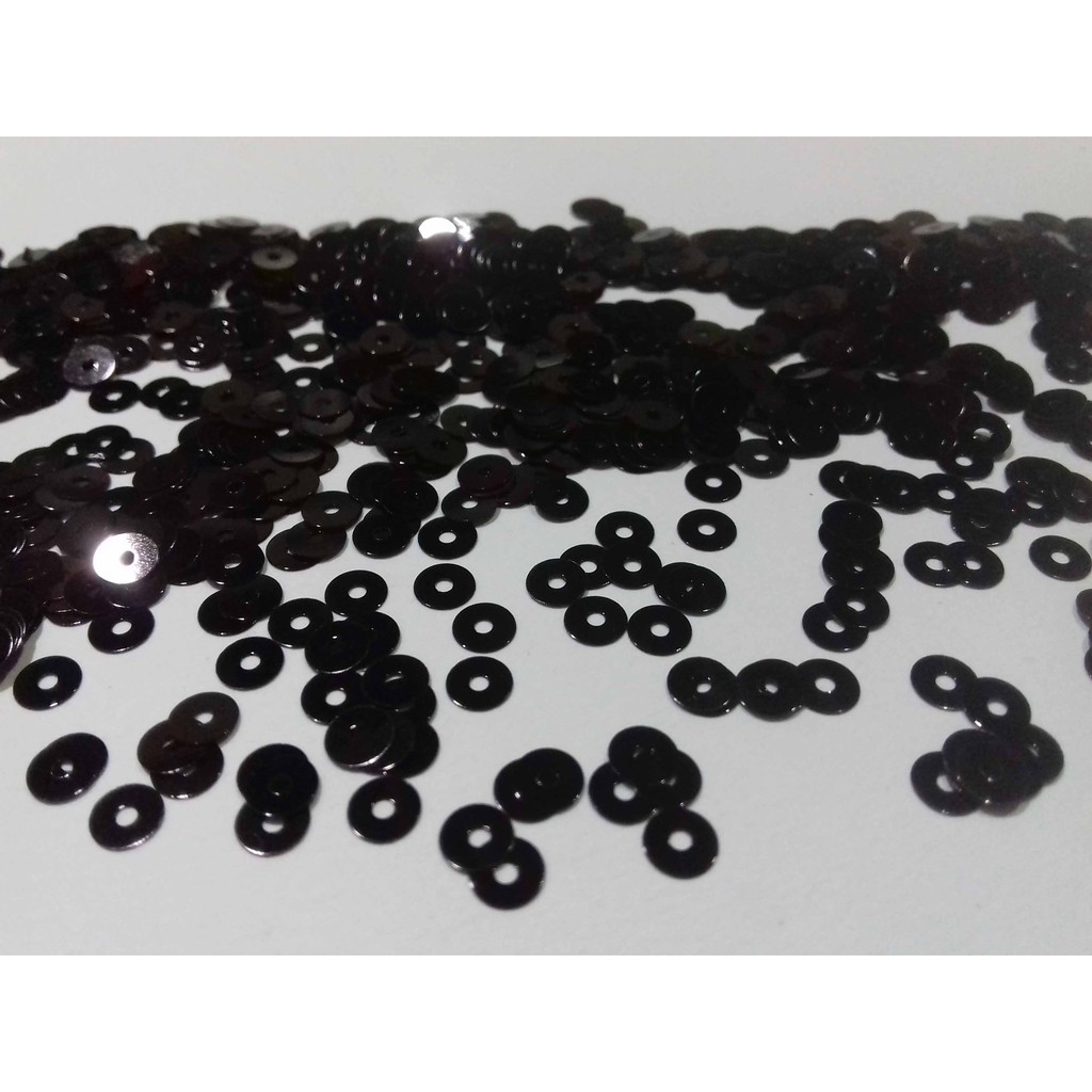payet manik sequin bulat hitam 4mm