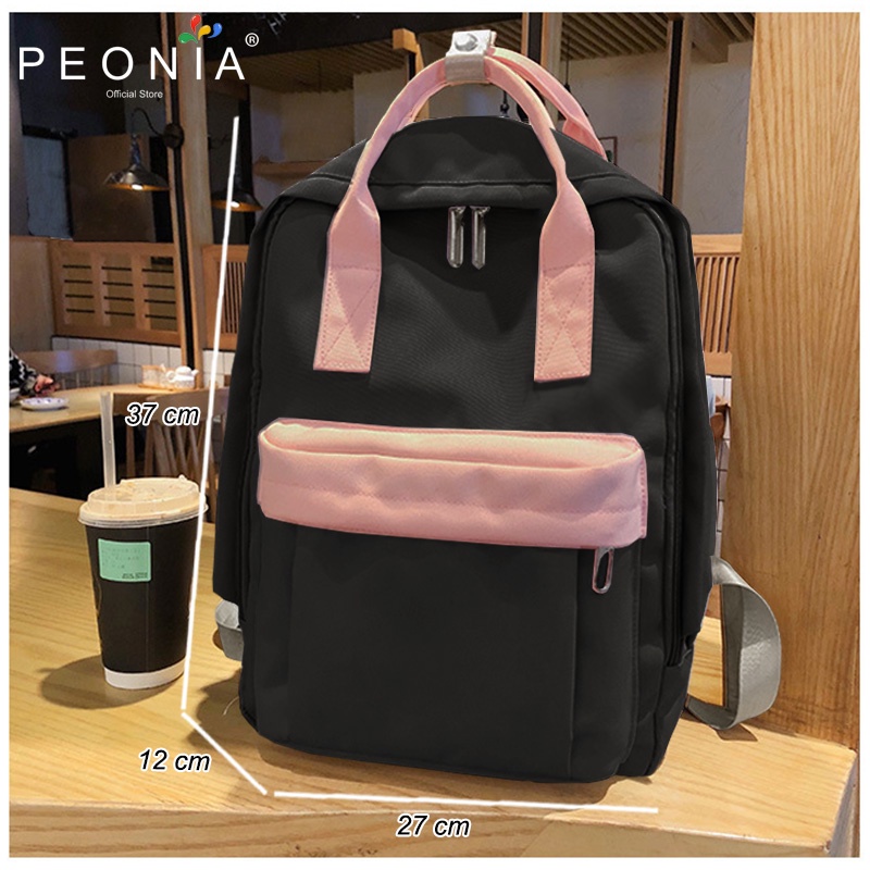 Peonia PNA SAVINA Ransel Korea Tas Wanita Laptop Punggung Import Kantor Kerja Sekolah Kuliah Outdoor Trendy Fashion Style Travel Casual Backpack Anak Remaja Perempuan Selempang Cewek Bag-1