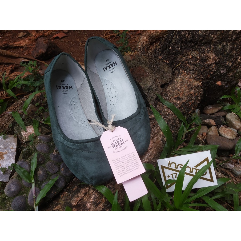 Wakai Original Shoes Kyo-ka Green - Sepatu Flat Shoes Wakai Wanita/Ladies/Women