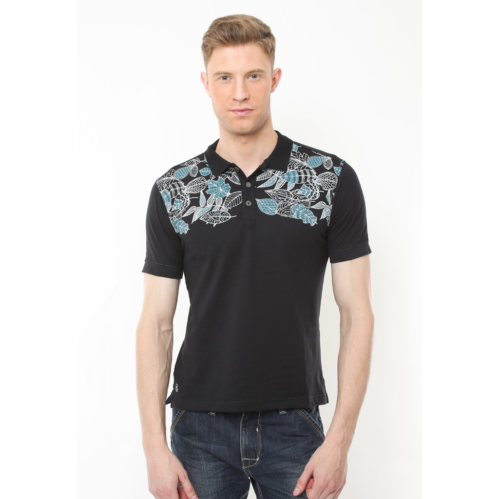 Johnwin - Kaos Casual - Kaos Pria - Kaos Polo - Kaos Hitam - Slim Fit - ATS.625.M219.33.C