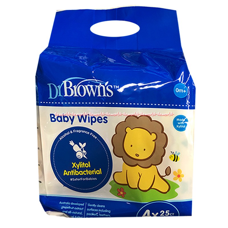 Dr Brown's Baby Wipes Xylitol Antibacterial 4x25gr Tisu Basah Bayi Dr Browns Drbrown's Anti Bacteria Tissue Basah Wipe