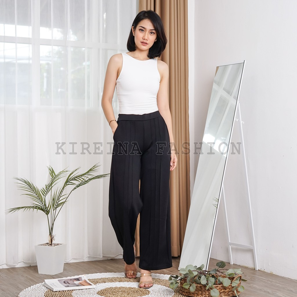 Celana Kulot Scuba Wanita Celana Import Highwaist Office Pant Import | Kireina Fashion