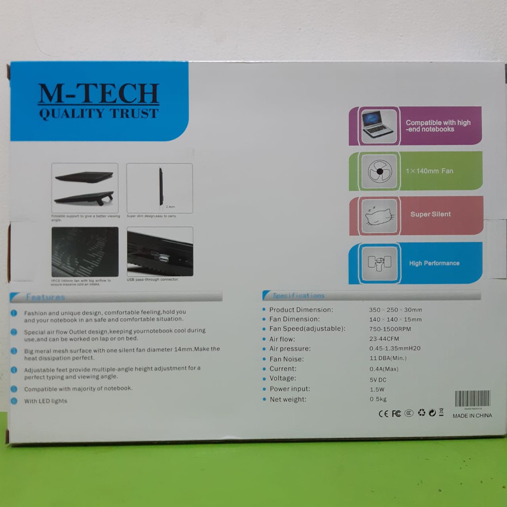 Notebook Cooling Pad Fan M-Tech CP-01