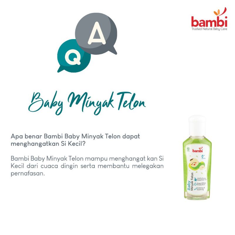 Bambi Minyak Telon Baby, Minyak Telon bayi Harum 60ml