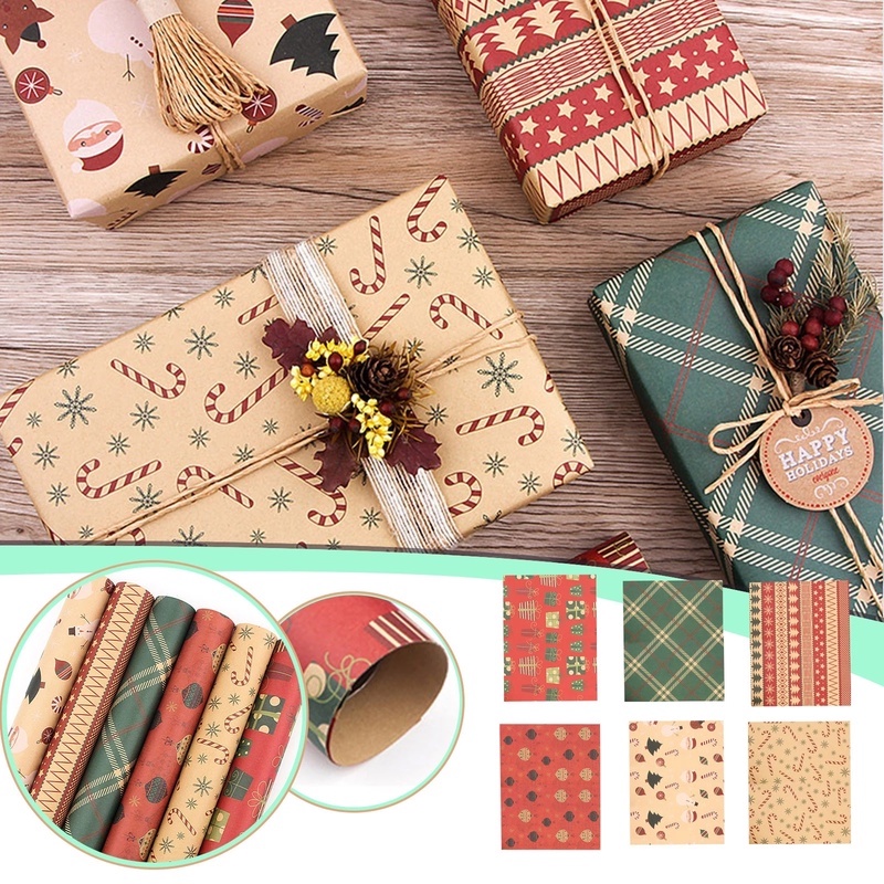 1 Pc Kertas Pembungkus Kado Motif Pohon Natal Ukuran 70x50cm Gaya Retro Untuk Dekorasi Pesta