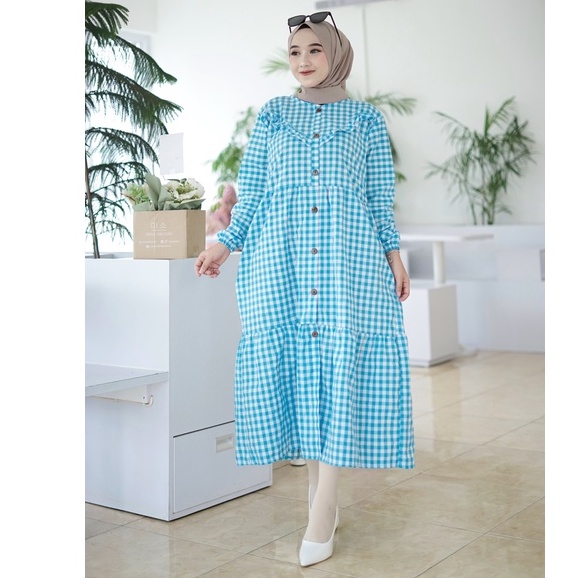 Tarta Midi  dress /Pakaian Wanita/Dress/Midi/matt cotton kotak premium