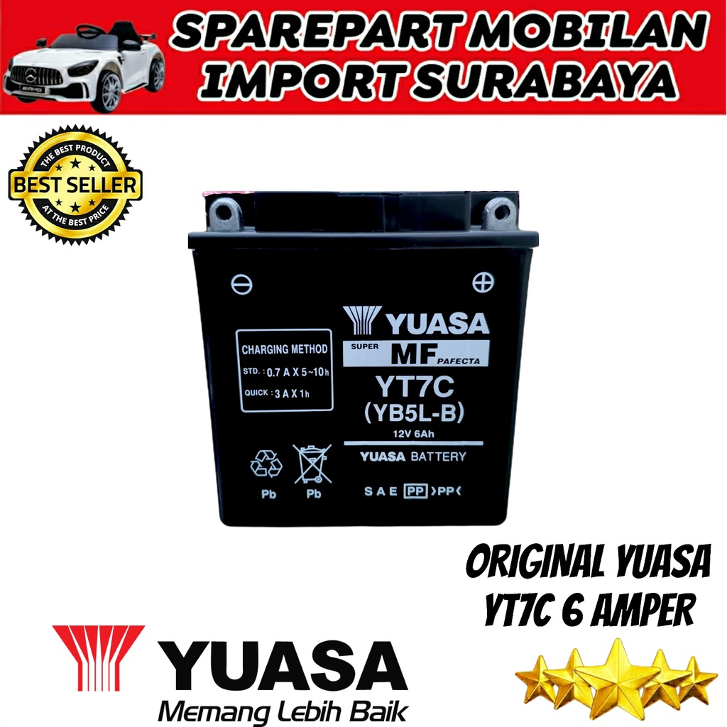 ORIGINAL YUASA YT7C ACCU MOTOR HONDA GRAND LEGENDA SUPRA MIO SPORTY SMASH SHOGUN MEGAPRO JUPITER BURHAN MOTOBATT MTX5AL GS ASTRA GT6A GM5Z YB5LB