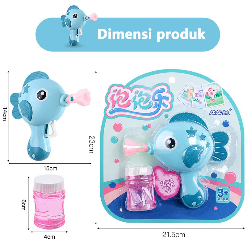 HIPPO LAND Mainan Anak Pistol Gelembung Lumba Lumba Machine Electric Galting Bubble Gun Outdoor 78