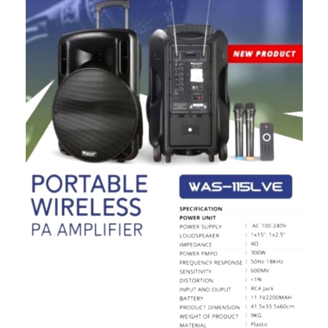 Speker Portable N Aiwa WAS 115 LVB - WAS 115 LVE 15 inch Bluetooth Meeting