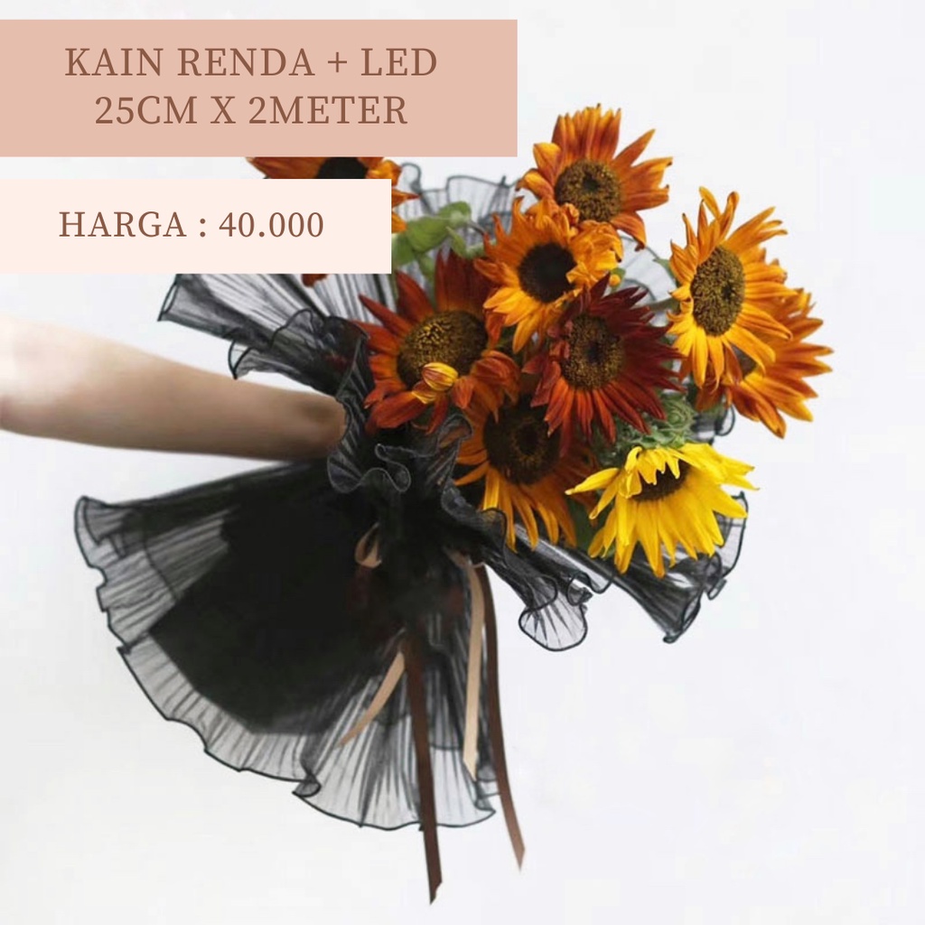 KAIN RENDA BUNGA DAN MUTIARA, WRAP BUNGA KOREA PENAMBAH VOLUME PADA BUKET BUNGA TANGAN HANDBOUQUET