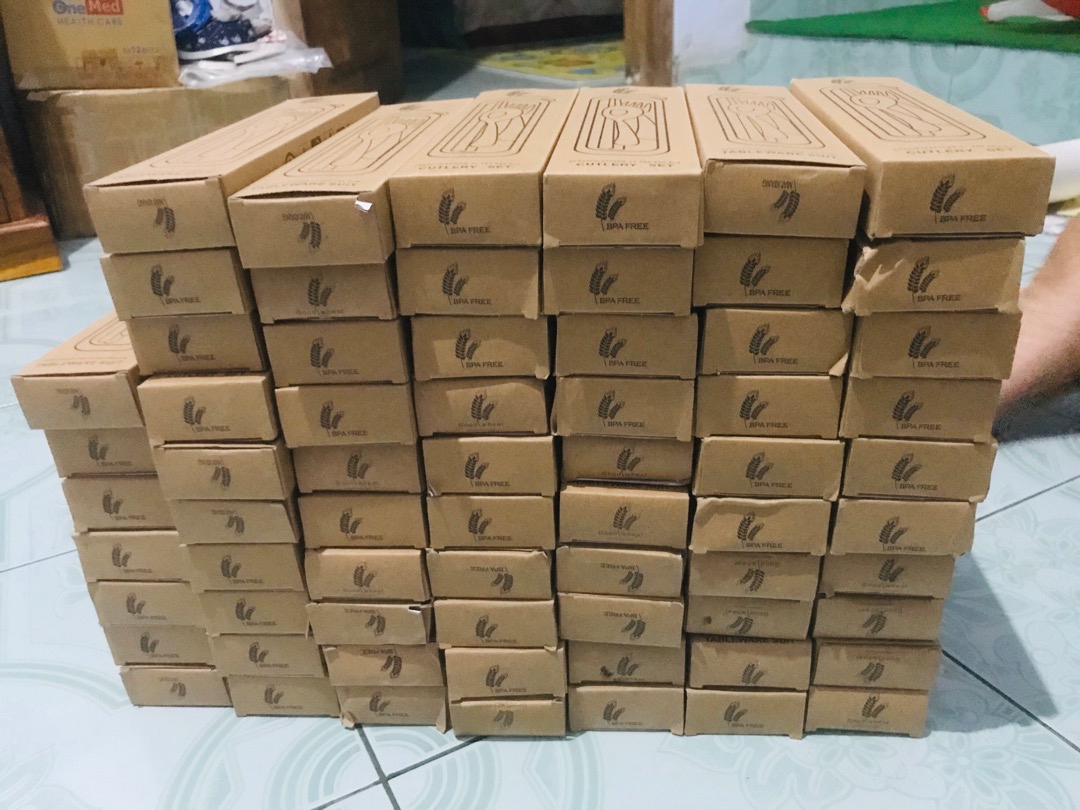 Alat Makan Sendok Garpu Sumpit Wheat Straw Set Box