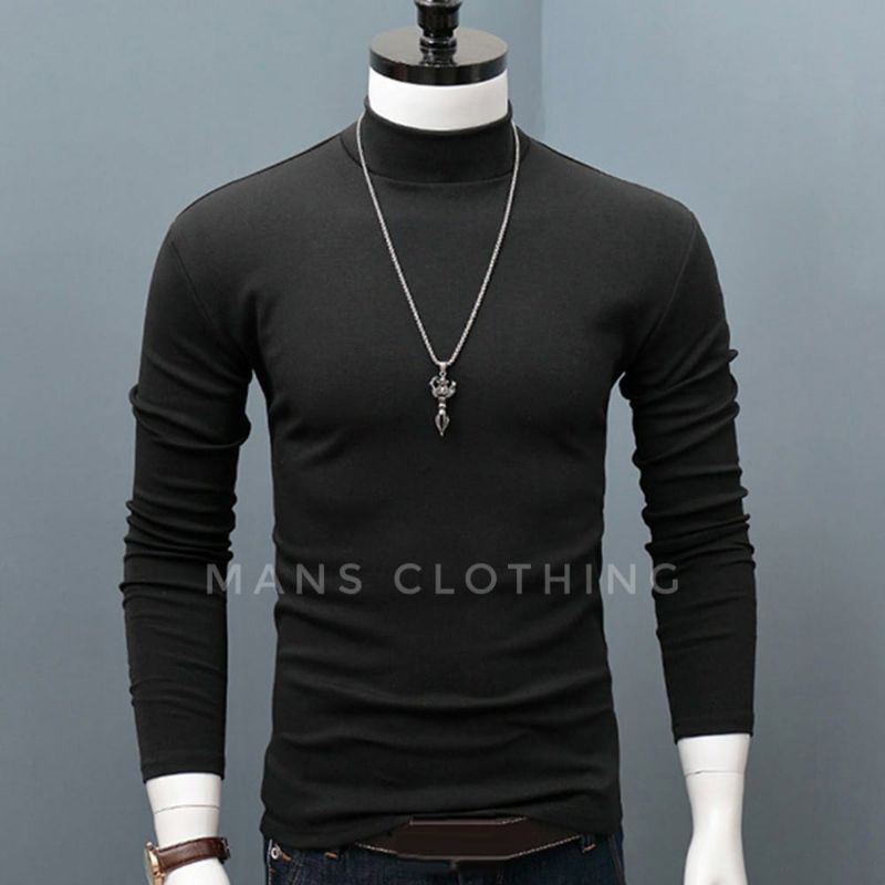 ⭐⭐⭐⭐⭐pakaian baju kaos distro atasan polos kerah lengan panjang turtleneck turtle neck korea pria wa