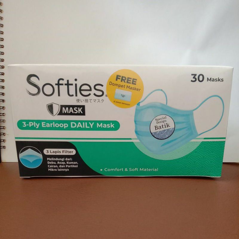 Softies Batik Masker 3 Ply (1 Box = 30 Masker)