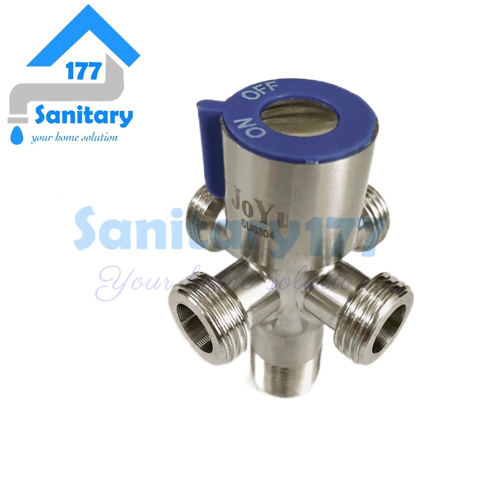 Stop kran cabang 4 stainless 304 JoYu-angle valve unik 4lubang stenlis sambungan keran air cabang kloset closet kamar mandi bercabang four way unique