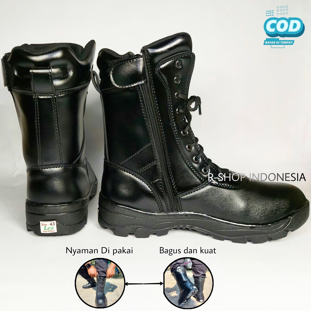 NEW !!! Sepatu PDL TNI PDL POLRI Sepatu POLISI Sepatu SECURITY Sepatu SATPAM &amp; BANSER Sepatu PDL Full Kulit Sintetis ( MURAH BERKUALITAS )