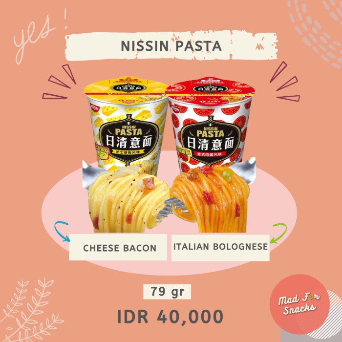 

Nissin Pasta Spaghetti Cheese Bacon Italian Bolognese - Itln Bolognese