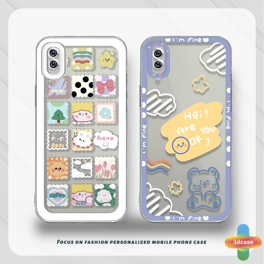 Case VIVO Y20 Y15S Y91C Y21 2021 Y21A V23E Y16 V21 Y21T Y12S Y12 Y30 Y21S Y20S Y12i Y33T Y01 Y91 Y30i Y93 Y95 Y15 Y17 T1 Y55 Y75 Y50 Y53S Y51 2020 Y51A Y10 Y33S Y1S Y11 Y31 Y20i Y91i Y51S Y20G Cute Cartoon Cloud  Bear Transparent Case