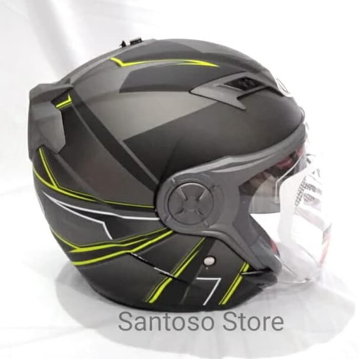Helm Halfface NHK Gladiator Hawk Black Yellow Doff Hitam Kuning Dop