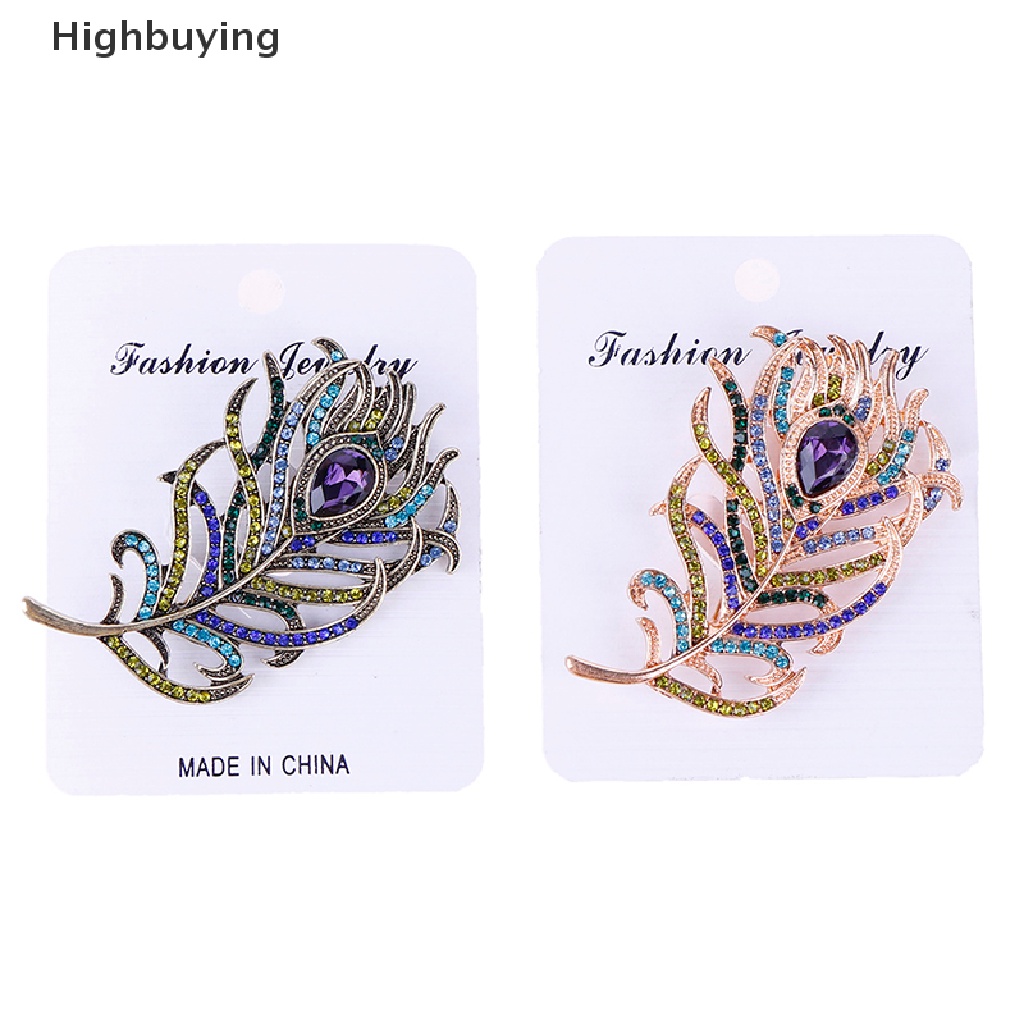 Hbid Bros Pin Enamel Desain Bulu Merak Hias Kristal Untuk Aksesoris Pernikahan