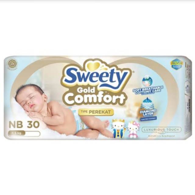 Popok bayi sweety comfort gold NB Perekat