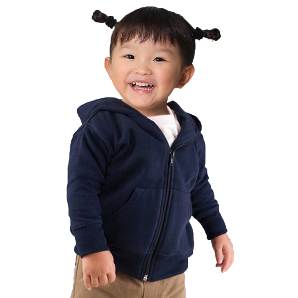 Jaket /sweater zipper hhodie/anak/ bayi balita/ bahan fleece tebal/usia 1 sampai 2 tahun/terlaris /termurah /terbaru/bandung-biru navy