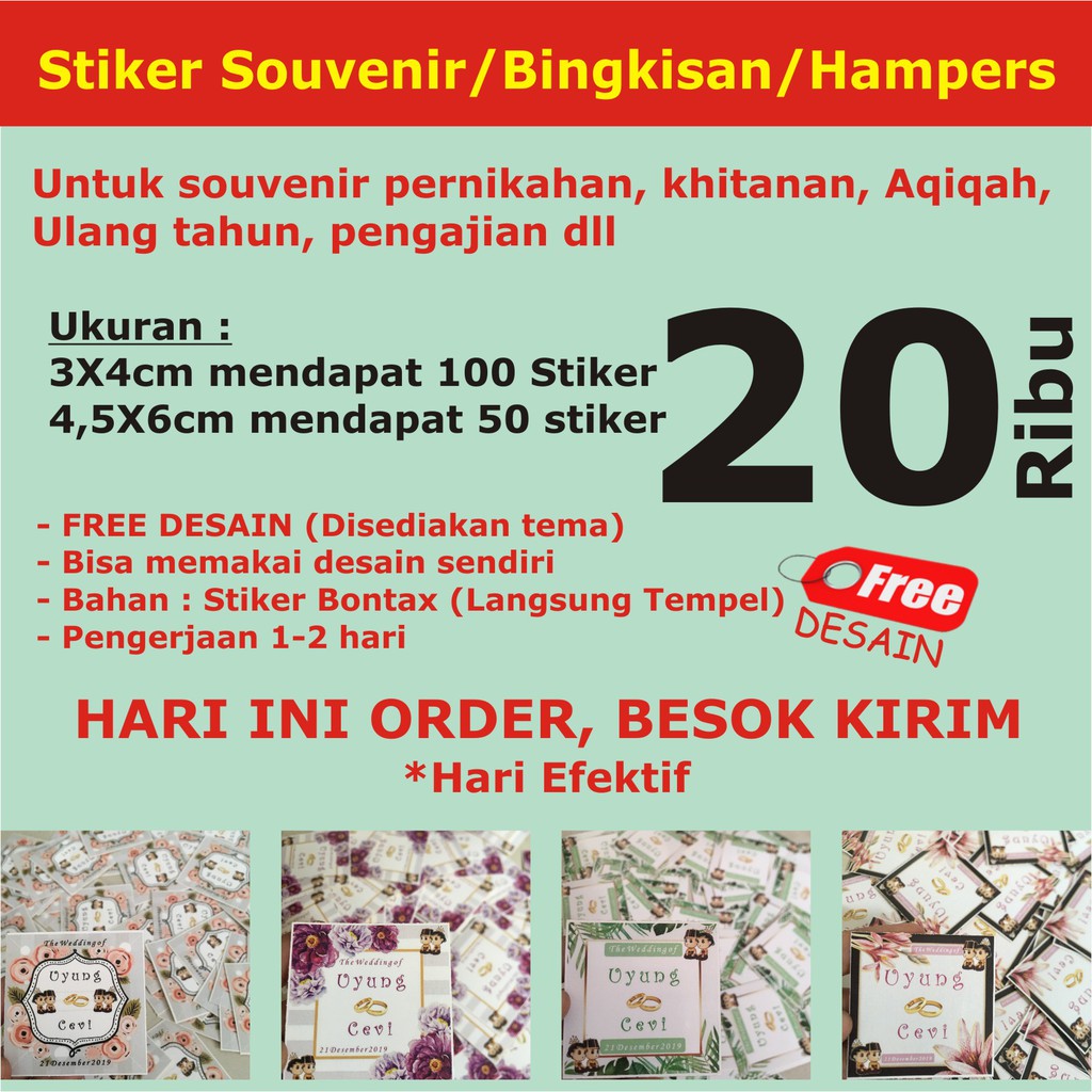 

(ISI 100) Stiker souvenir/Stiker Hampers/Stiker Bingkisan/Parcel