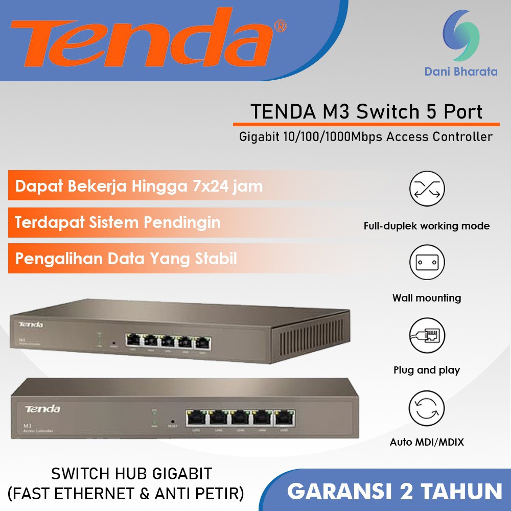 Tenda M3 Switch 5 Port Gigabit 10/100/1000Mbps Access Controller