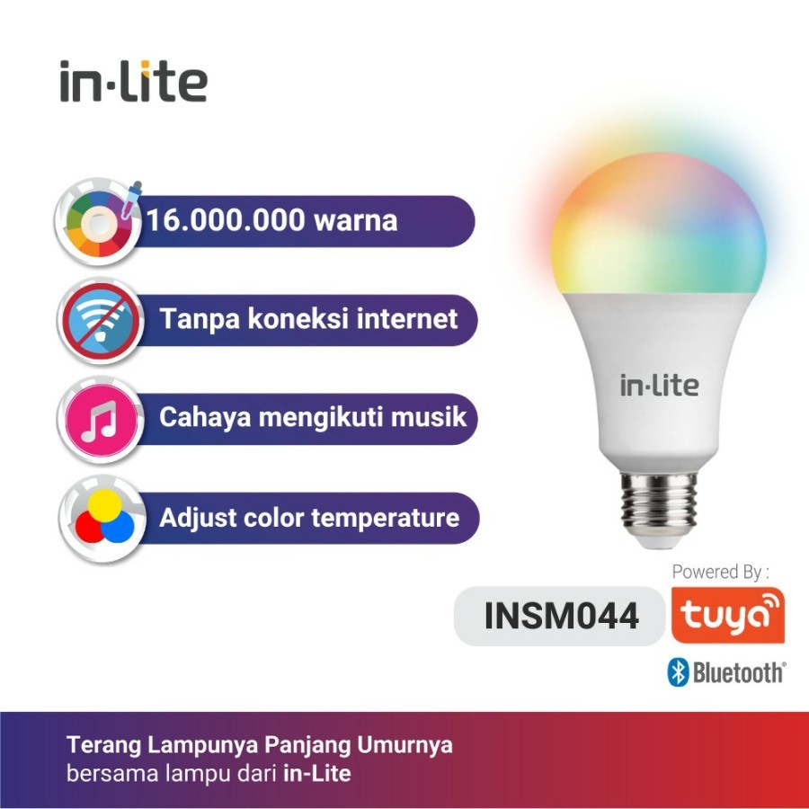 Inlite Lampu Bohlam LED 9 Watt Dengan Smart Bluetooth