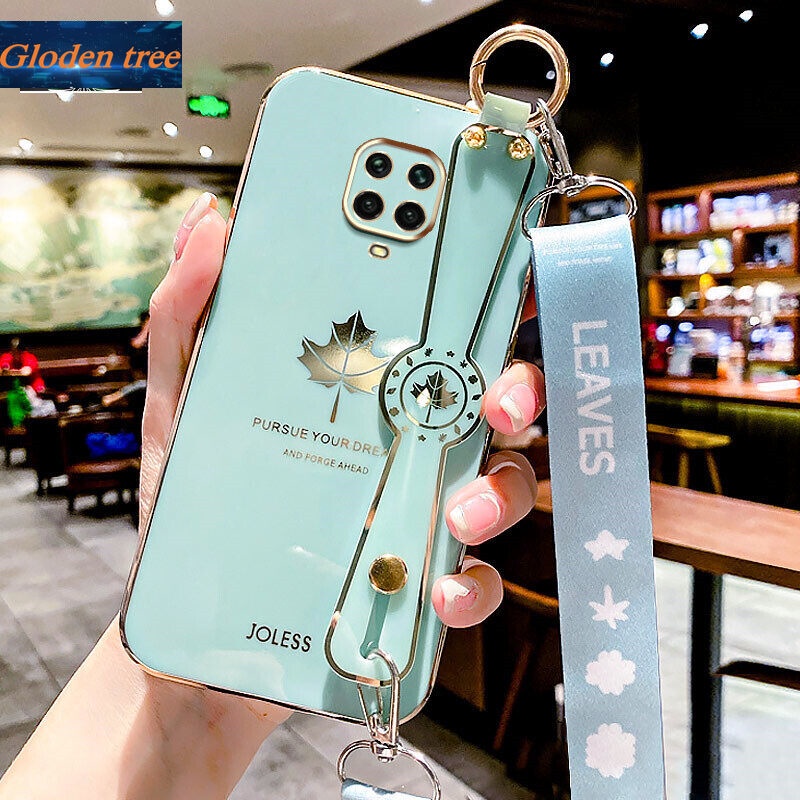 Case Motif Daun Maple Dengan lanyard Untuk Xiaomi Redmi Note 9 Pro Max 9S 4G