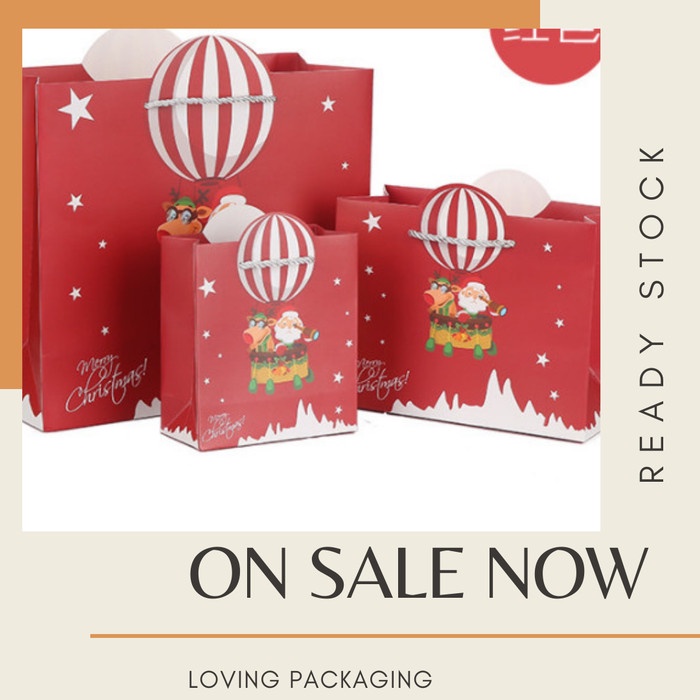

BISA COD Kantong Bingkisan Tema Natal / Paperbag Merry X Mas Besar - Merah TERMURAH