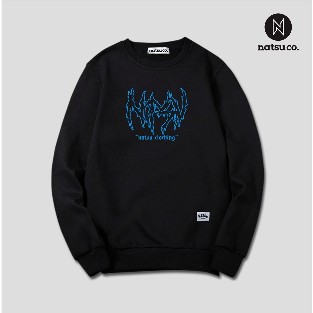 Crewneck Sweater Font Metal Pria Wanita NTSU METAL LINE Biru Premium Quality NATSU CO x PANDAWA HOODIE